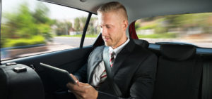 Businessman in a car